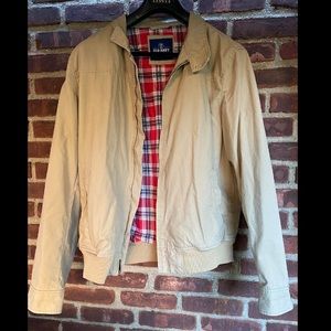 Old Navy Beige Khaki Lined Flannel Trucker Jacket Coat Mens Size Large EUC!!